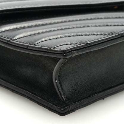 Saint Laurent Matelasse Chevron Monogram Envelope Chain Wallet Black 7 of 8