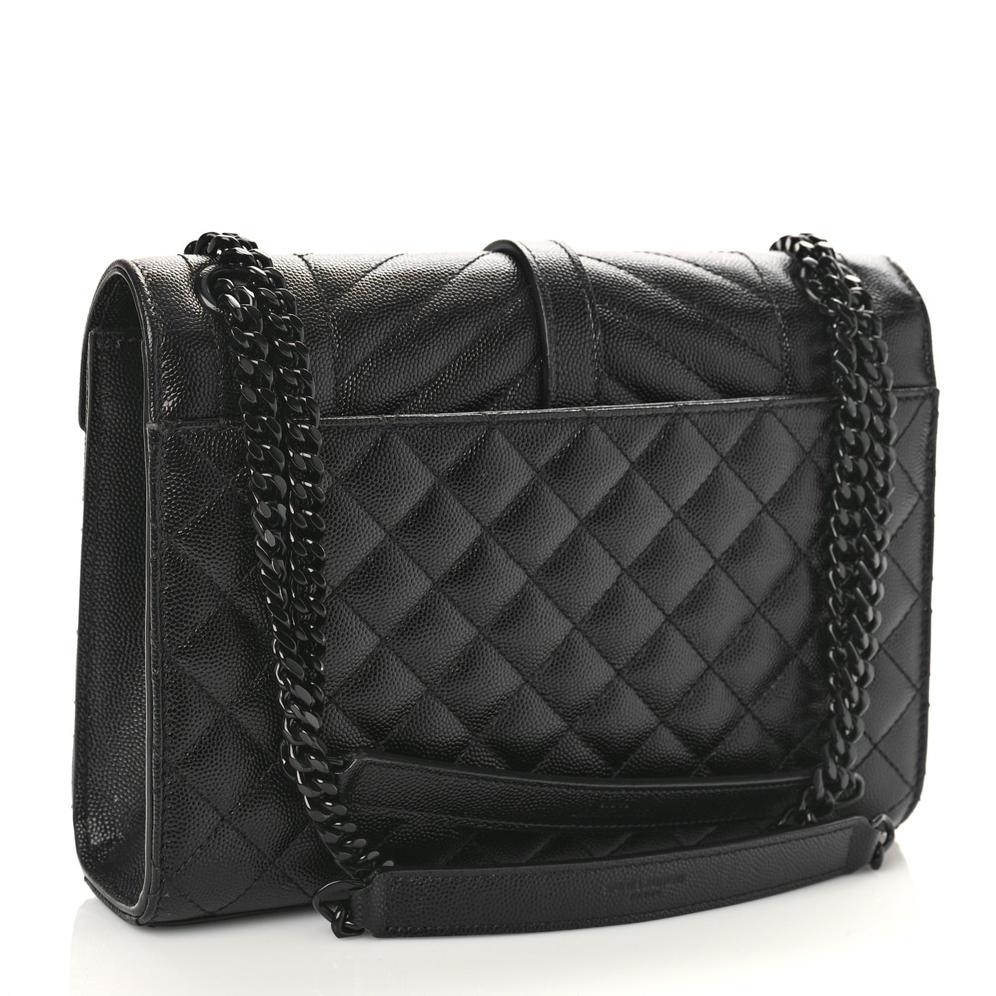 Grain De Poudre Textured Mixed Matelasse Triquilt Medium Monogram Monochrome Satchel Black