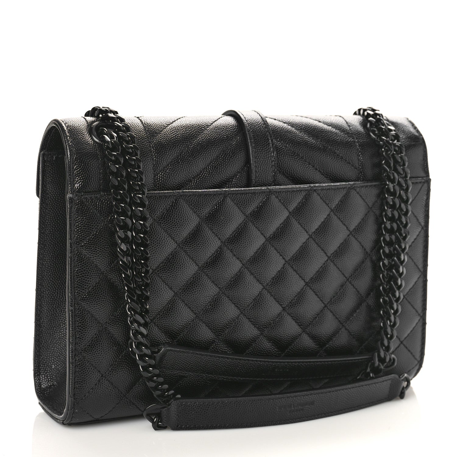 Saint Laurent Grain De Poudre Textured Mixed Matelasse Triquilt Medium Monogram Monochrome Satchel Black 3 of 8
