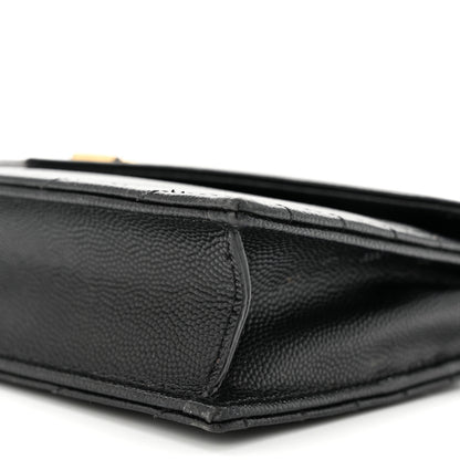 Saint Laurent Grain De Poudre Matelasse Chevron Monogram Envelope Chain Wallet Black 10 of 14
