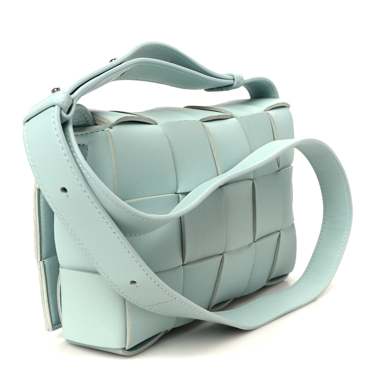 Lambskin Maxi Intreccio Cassette Bag Teal Washed