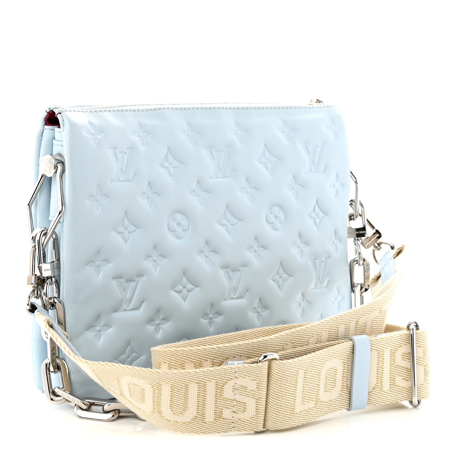 Louis Vuitton Lambskin Embossed Monogram Coussin PM Bleu 3 of 9