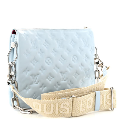 Louis Vuitton Lambskin Embossed Monogram Coussin PM Bleu 3 of 9
