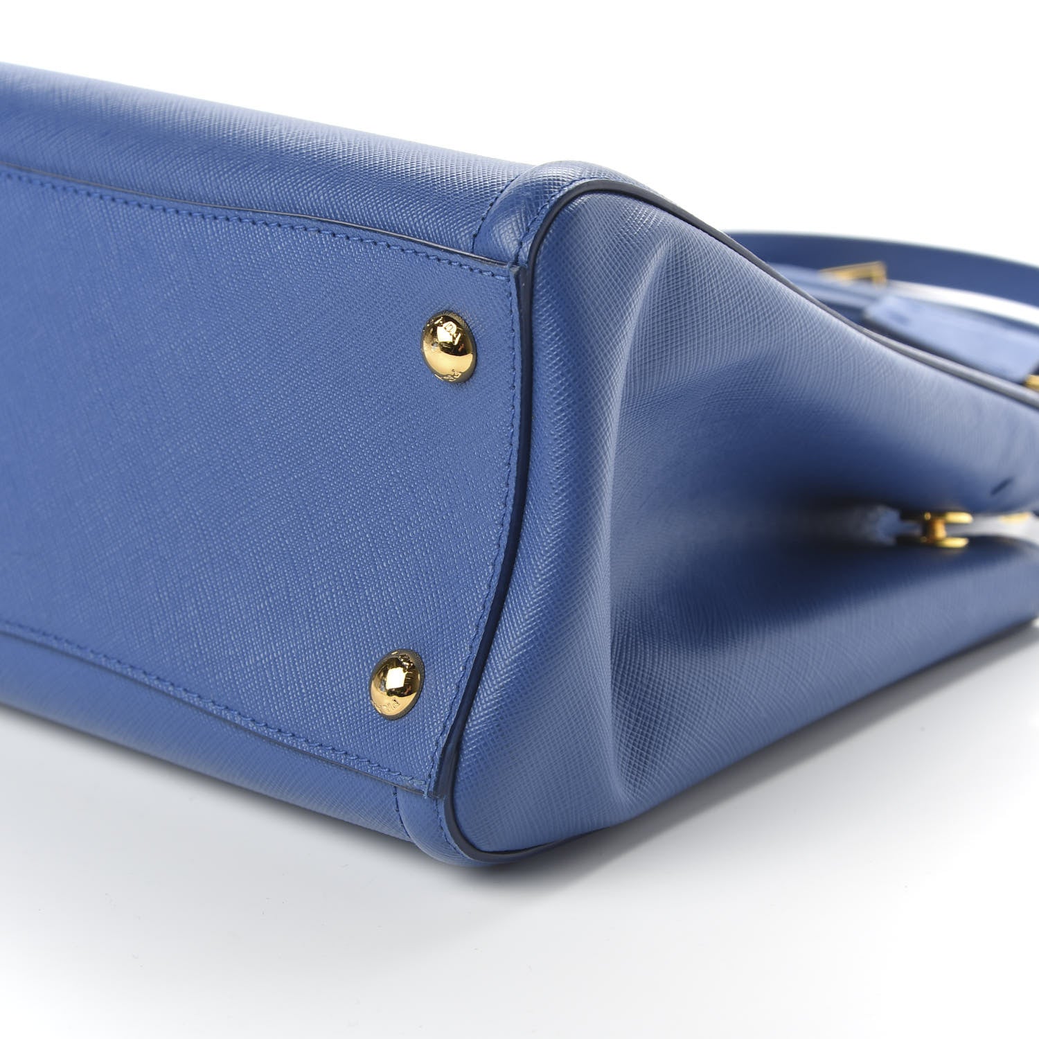 Prada Saffiano Lux Small Tote Azzurro 7 of 9