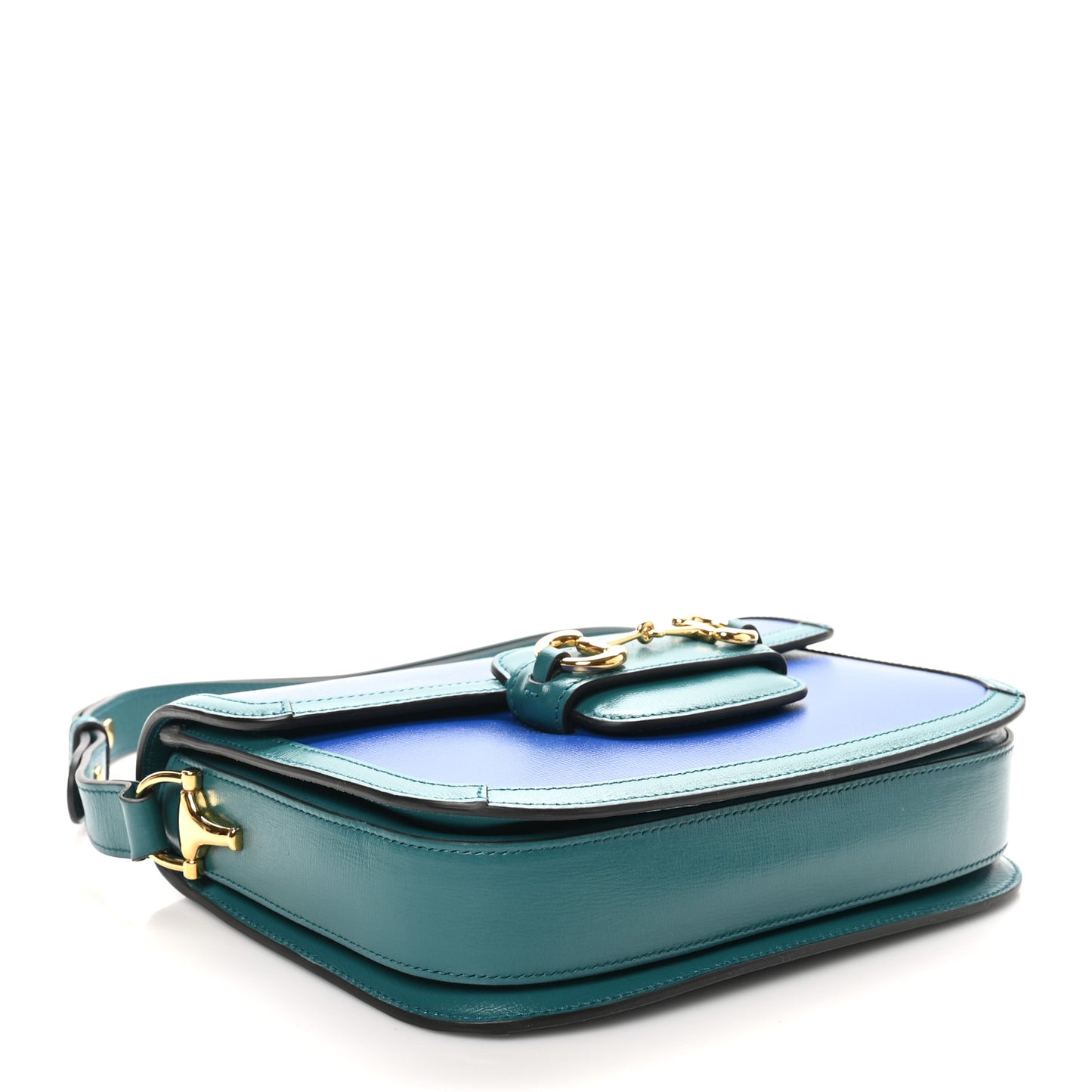 Azalea Calfskin Horsebit 1955 Shoulder Bag Imperial Blue Pavone