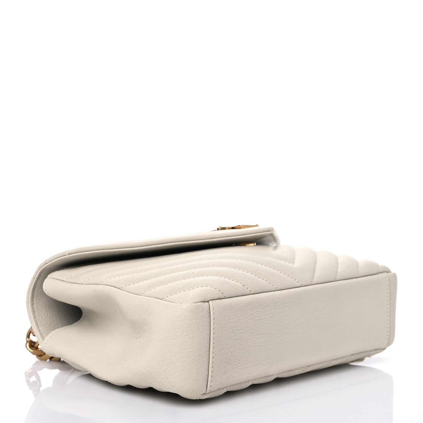 Sheepskin Matelasse Chevron Monogram Medium College Bag Crema Soft