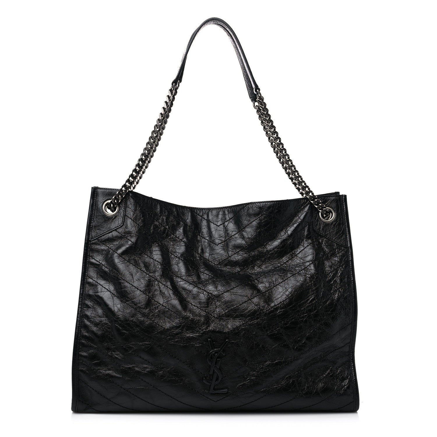 Saint Laurent Crinkled Calfskin Matelasse Monogram Niki Shoulder Bag Black 1 of 10