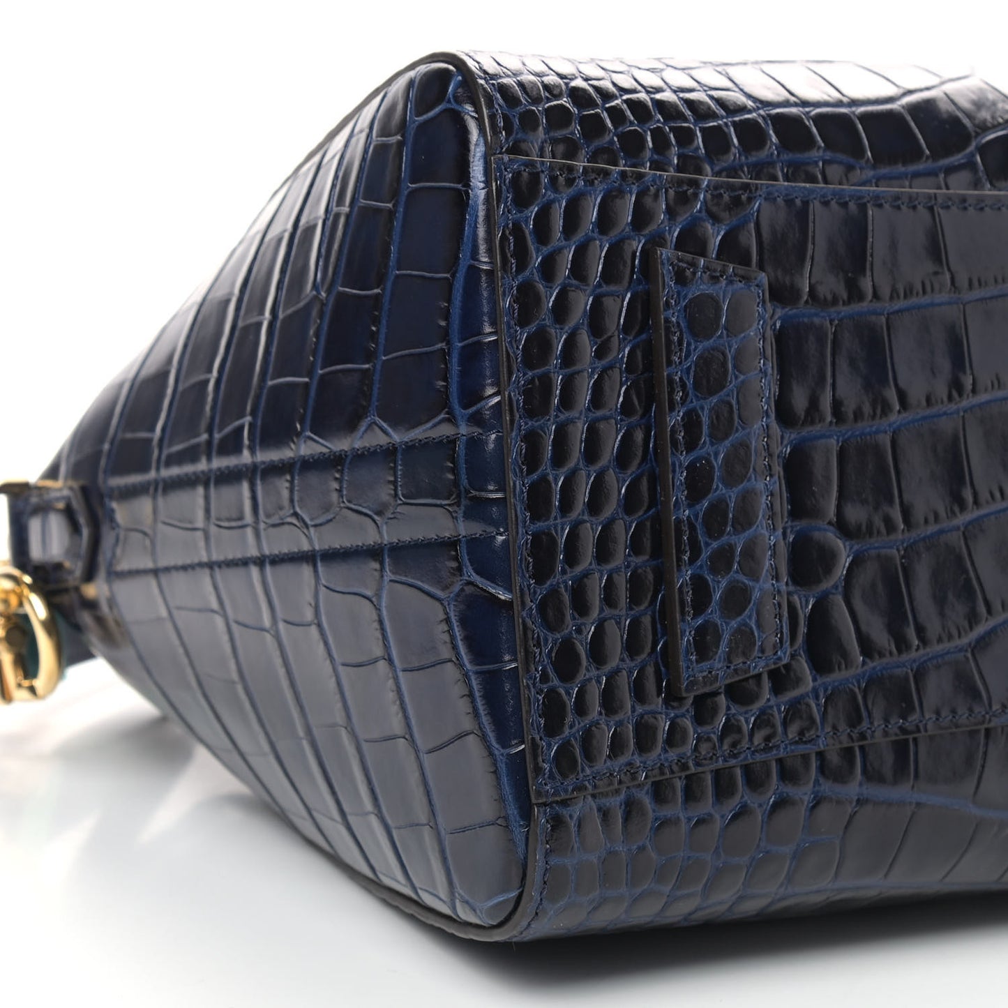 Calfskin Crocodile Embossed Small Antigona Deep Blue