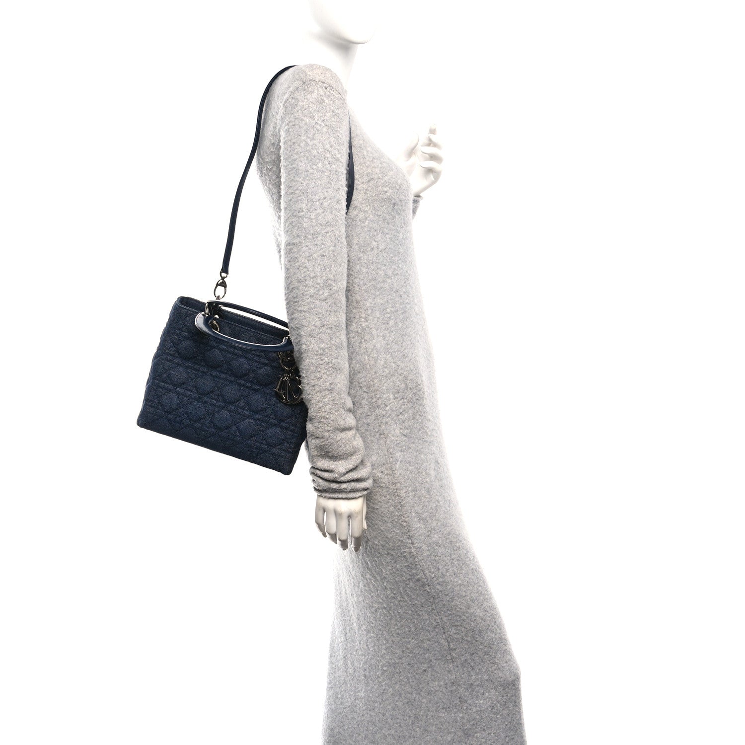 Christian Dior Denim Cannage Medium Lady Dior Blue Black 2 of 10