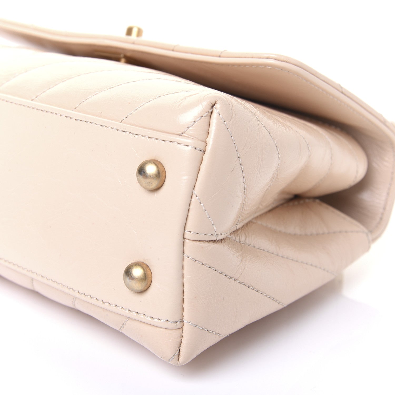 Chanel Calfskin Chevron Quilted Mini Coco Handle Flap Beige 8 of 20