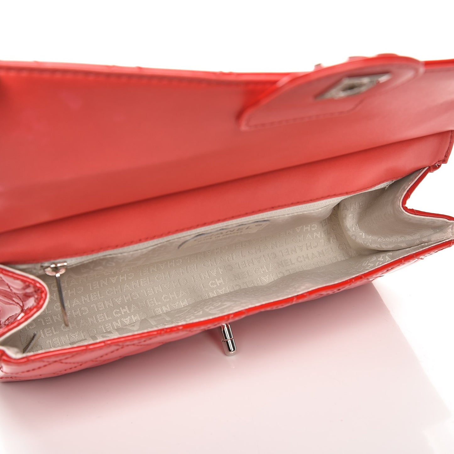 Patent Quilted Medium Diagonal CC Flap Red