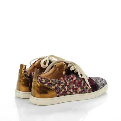 Christian Louboutin Metallic Fabric Suede Gondolastrass Sneakers 37.5 Version Bordeaux 4 of 7
