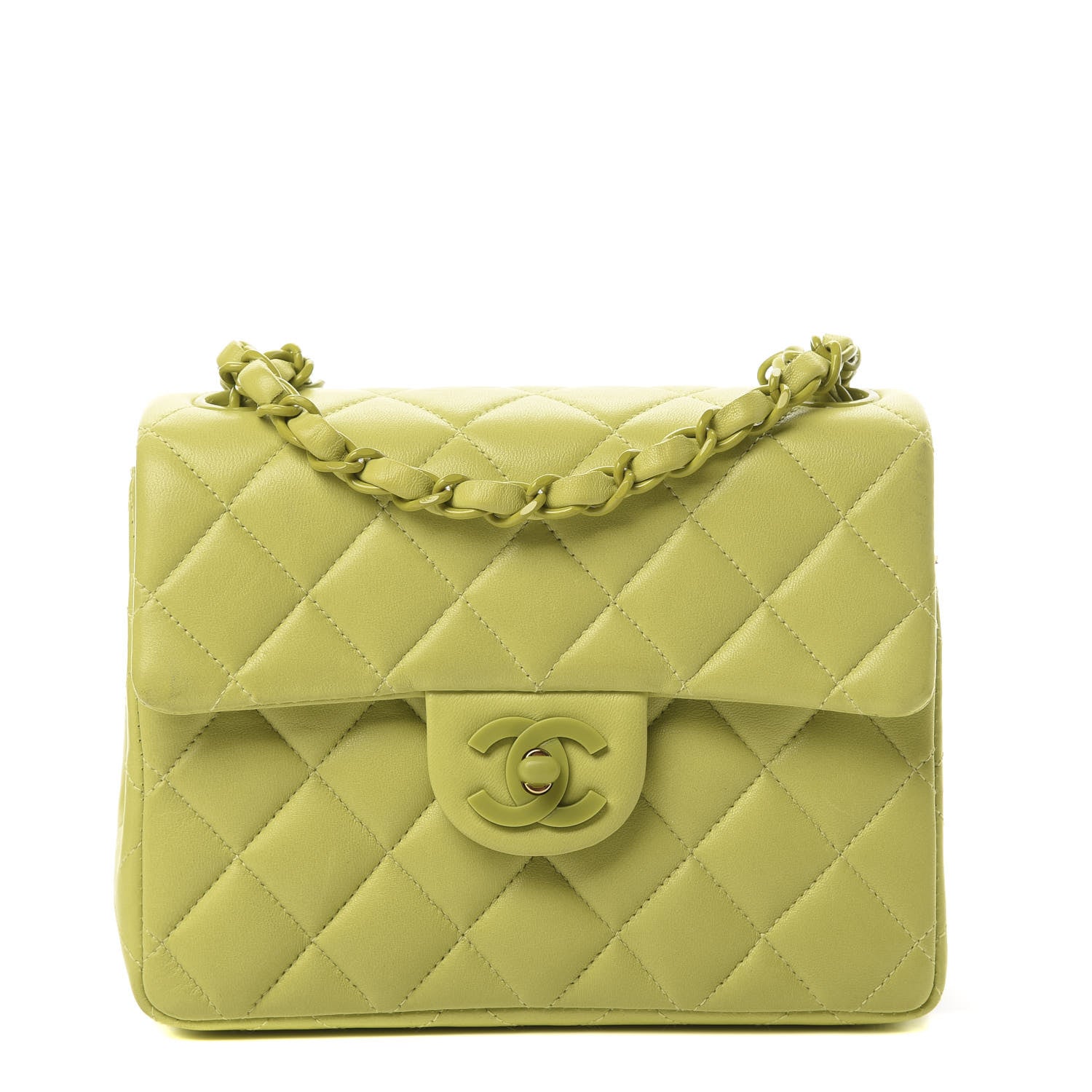 Chanel Lambskin Quilted Mini Square Flap Green 1 of 16