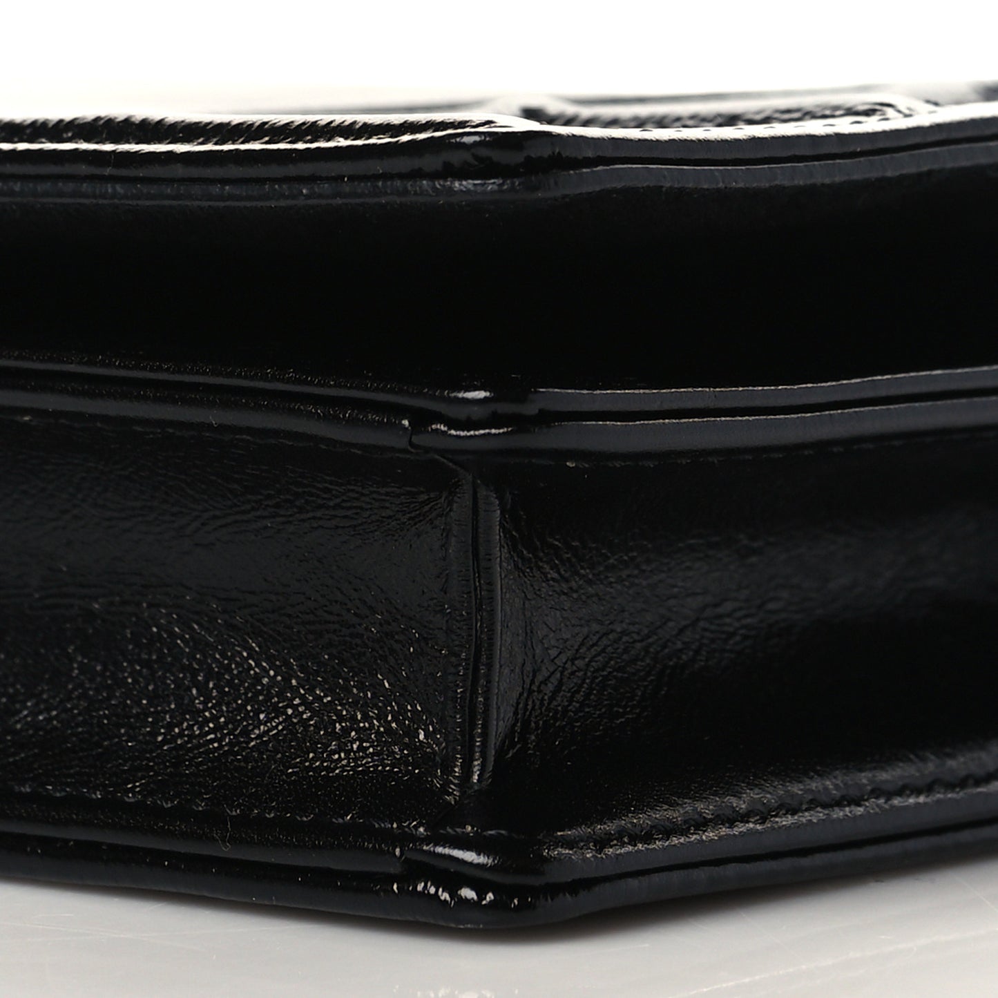Crinkled Calfskin Diorama Wallet on Chain Pouch Black