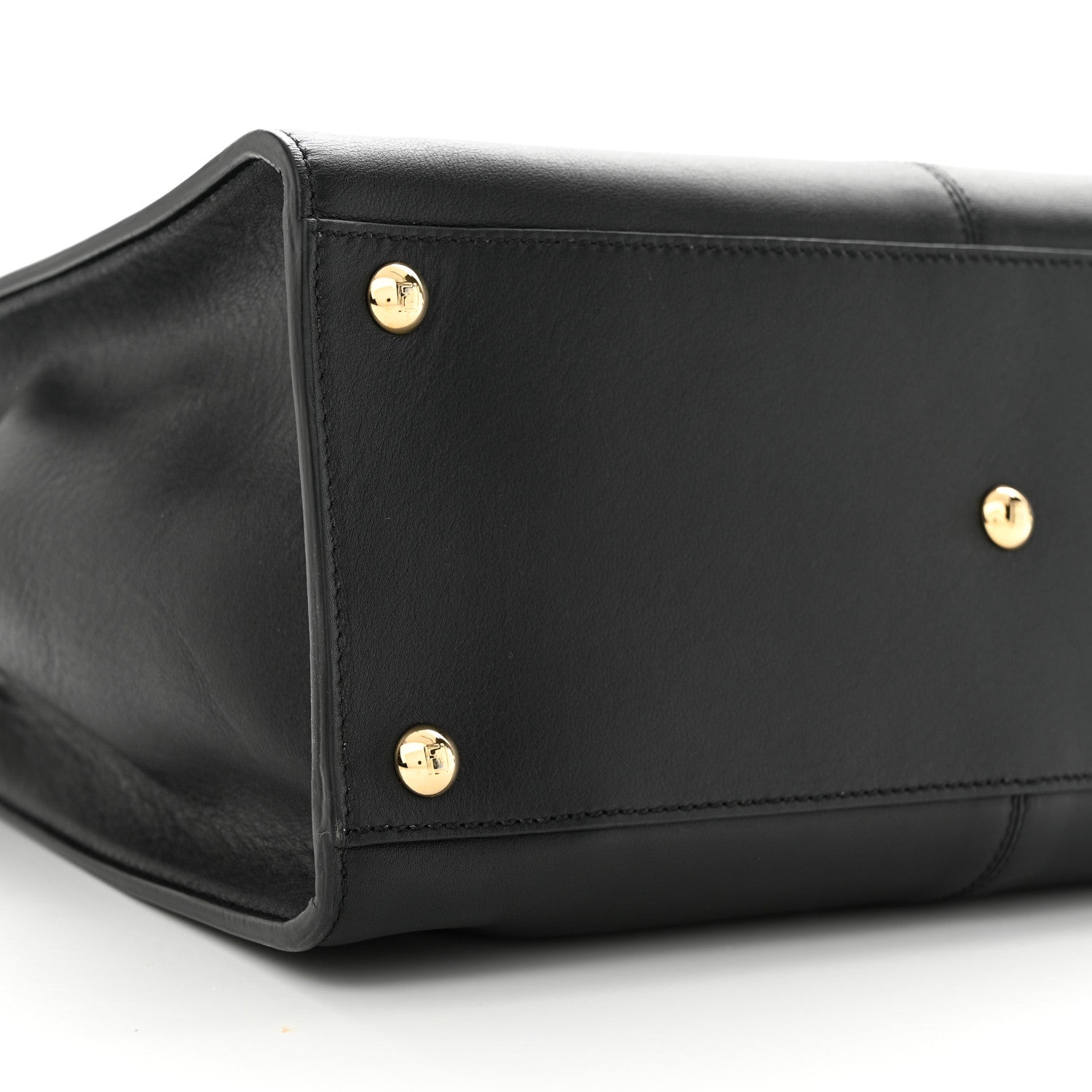 Fendi Vitello Seta Glazed Fabric FF 1974 Medium Peekaboo X-Lite Black Mogano Panna 8 of 10