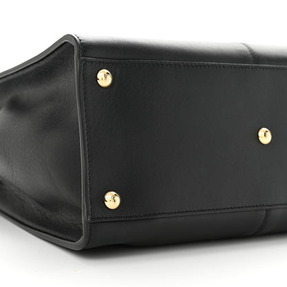 Fendi Vitello Seta Glazed Fabric FF 1974 Medium Peekaboo X-Lite Black Mogano Panna 8 of 10