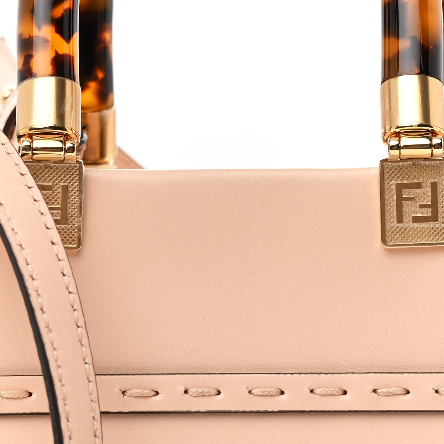 Fendi Vitello King Plexiglass Logo Embossed Mini Fendi Sunshine Shopper Tote Light Rose 8 of 10