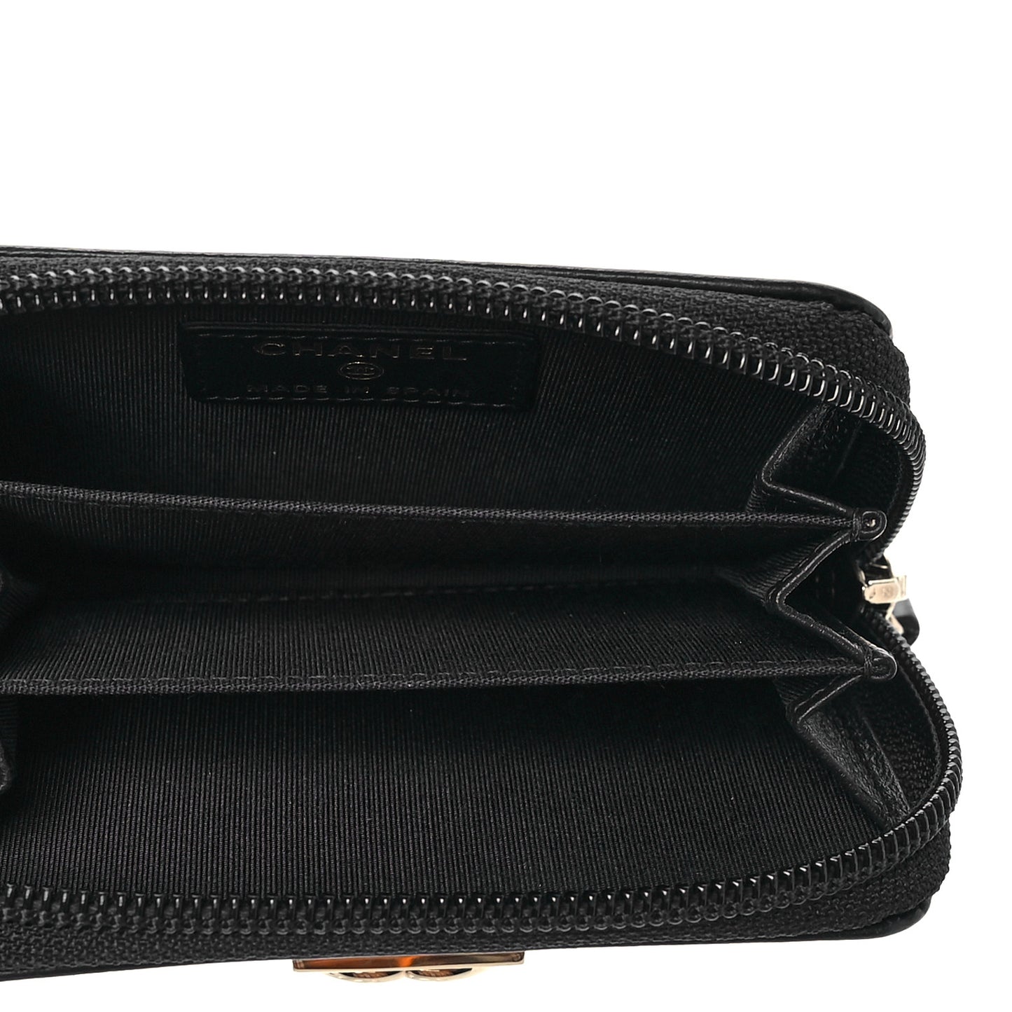 Lambskin Quilted Zip Around Boy Coin Purse Wallet Black