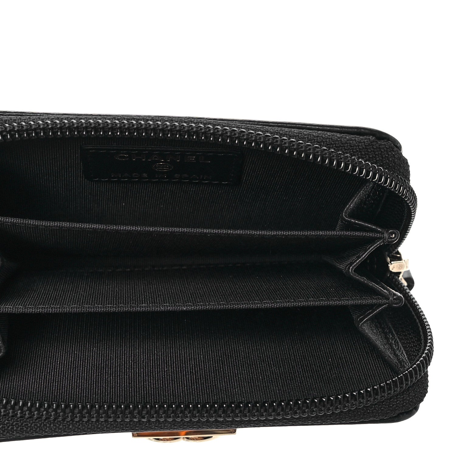 Chanel Lambskin Quilted Zip Around Boy Coin Purse Wallet Black 5 of 8