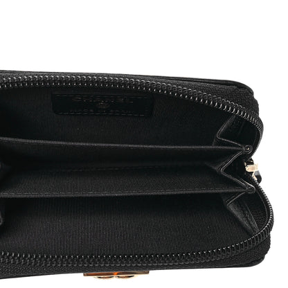 Chanel Lambskin Quilted Zip Around Boy Coin Purse Wallet Black 5 of 8