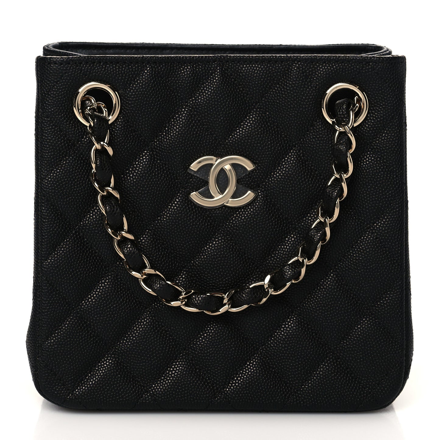 Caviar Quilted Mini Bucket Bag Black
