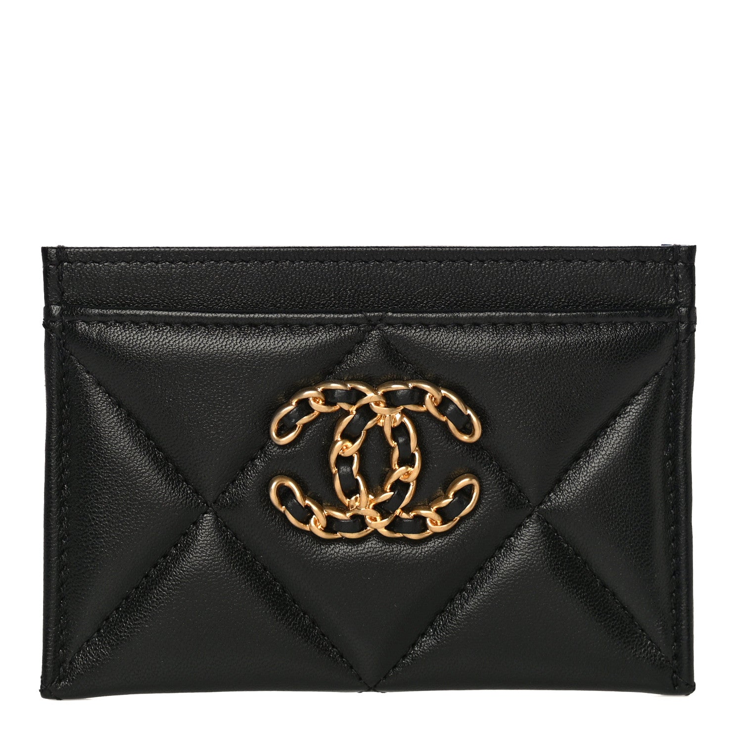 Chanel Lambskin Quilted Chanel 19 Card Holder Black 1 of 11
