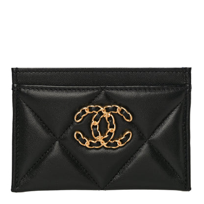 Chanel Lambskin Quilted Chanel 19 Card Holder Black 1 of 11