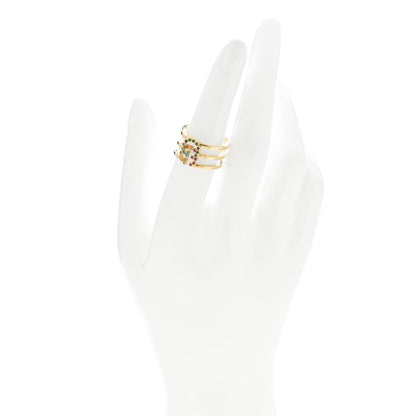 Gucci 18K Yellow Gold Sapphire Topaz Tsavorite Running GG Ring 54 6.75 2 of 7