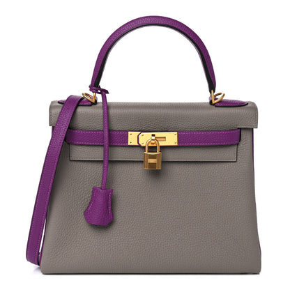 Hermes Togo Horseshoe Kelly Retourne 28 Gris Asphalte Anemone 1 of 15