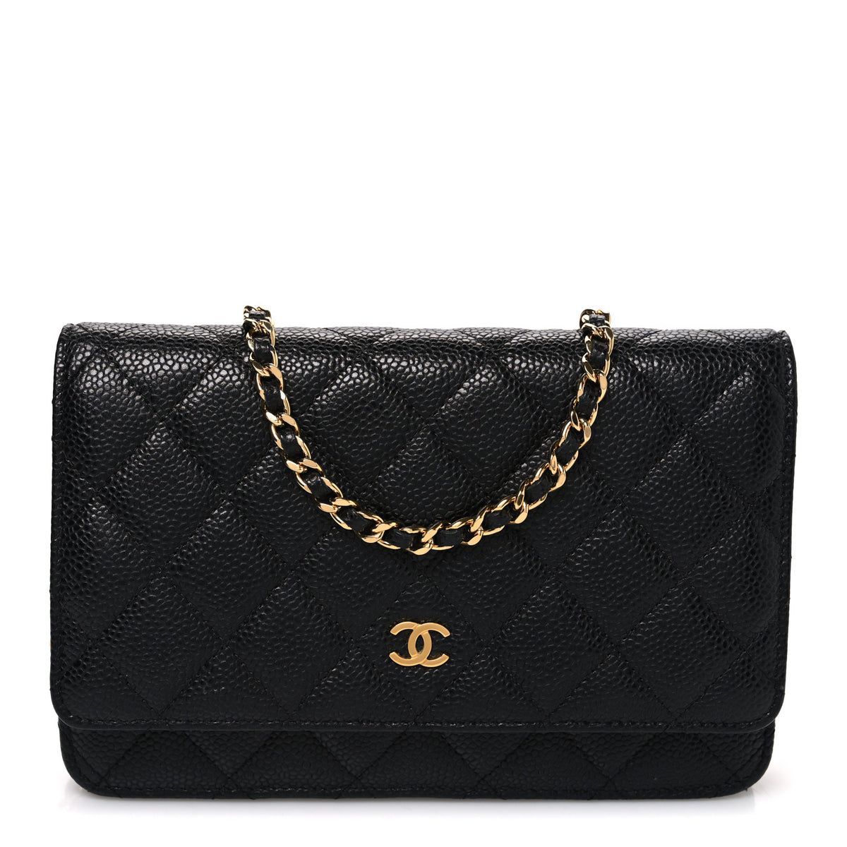 Caviar Quilted Wallet on Chain WOC Black