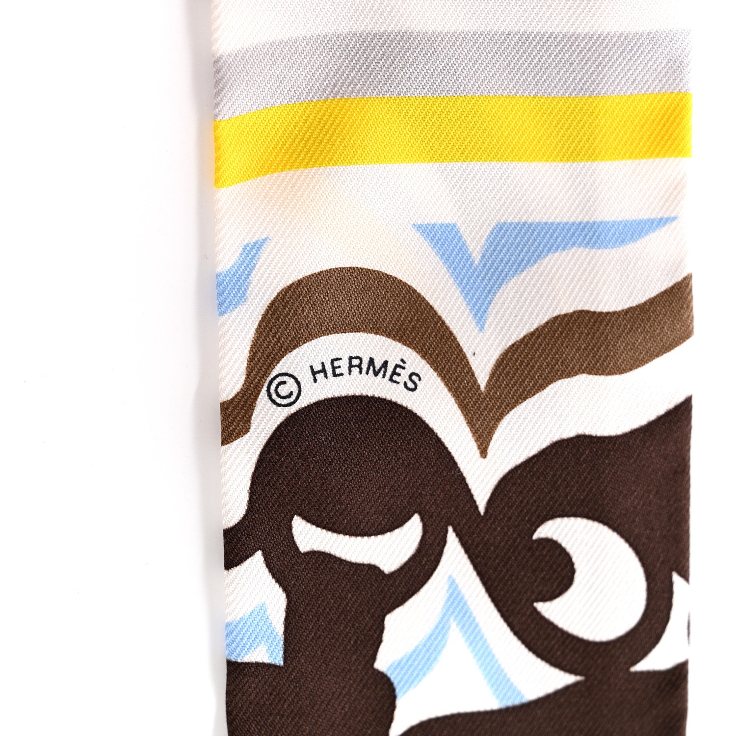 Hermes Silk Brides De Gala Shadow Twilly Marron White Jaune 4 of 5