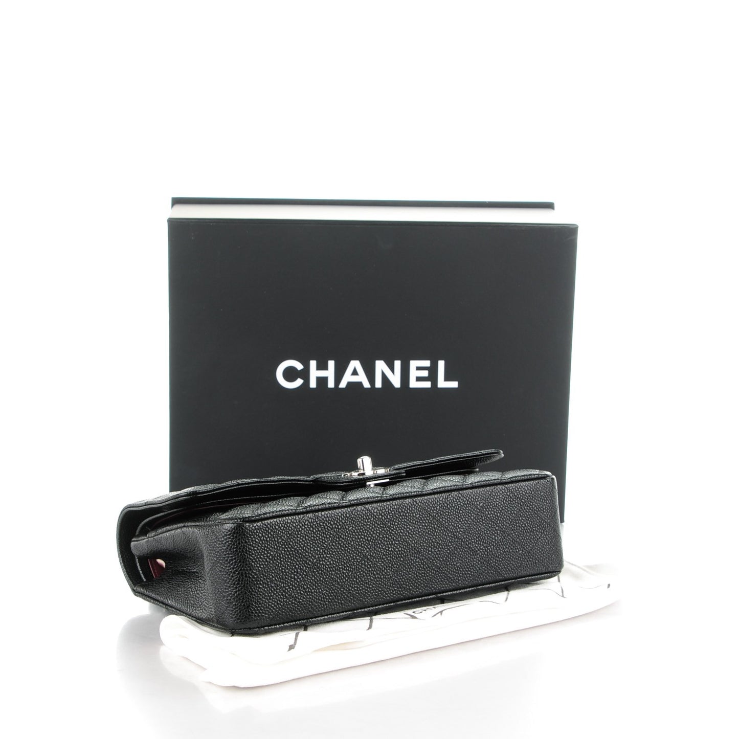 Caviar Quilted Medium Double Flap Black