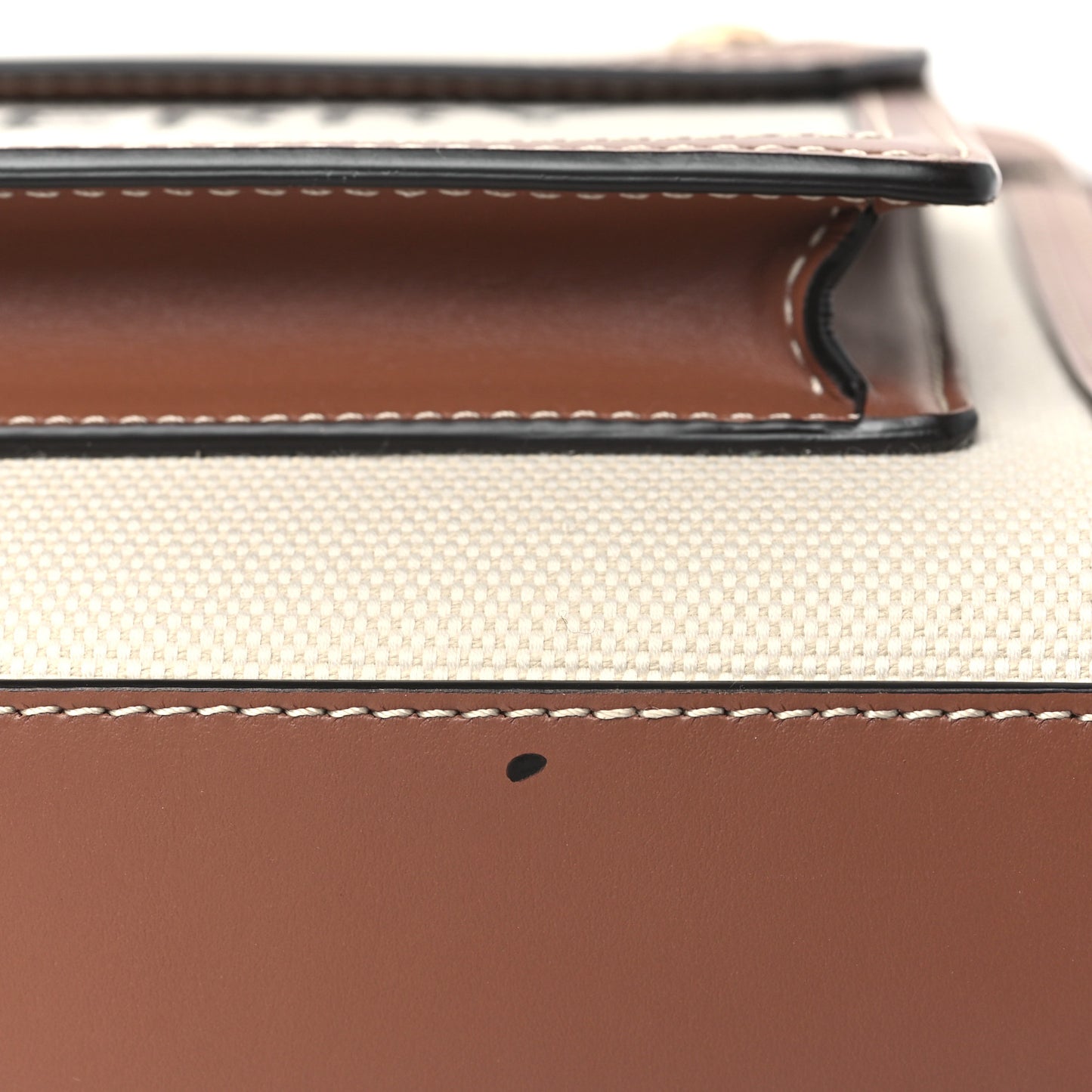 Canvas Smooth Calfskin Two Tone Mini Pocket Bag Natural Malt Brown