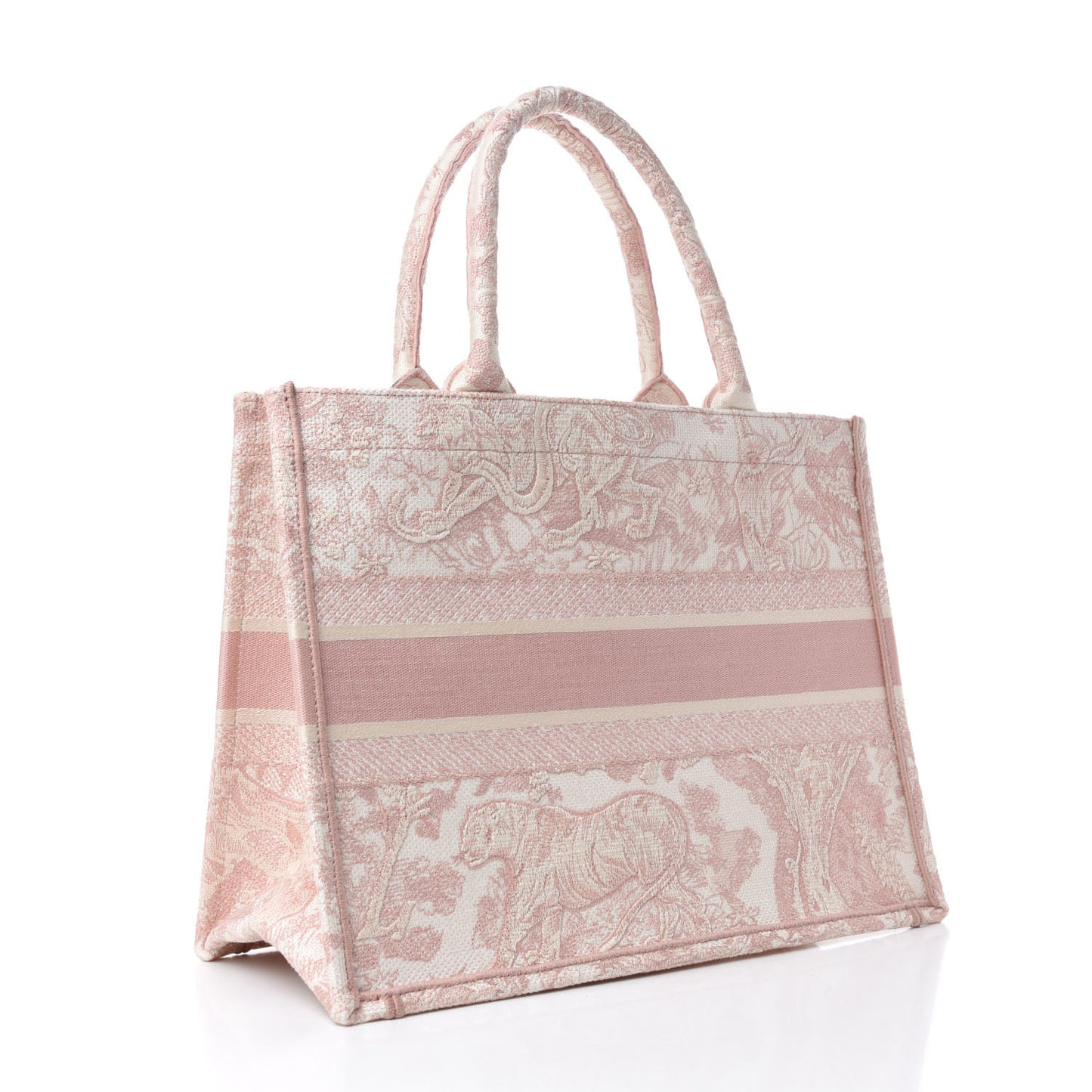 Canvas Embroidered Medium Dioriviera Toile De Jouy Book Tote Rose