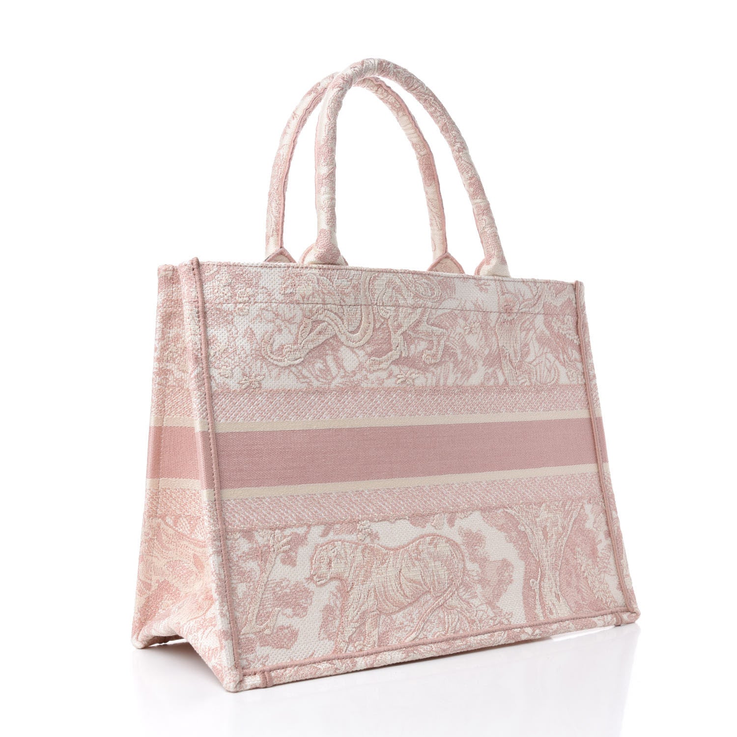 Christian Dior Canvas Embroidered Medium Dioriviera Toile De Jouy Book Tote Rose 3 of 9