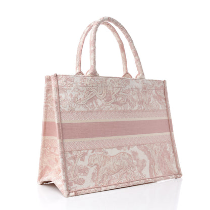 Christian Dior Canvas Embroidered Medium Dioriviera Toile De Jouy Book Tote Rose 3 of 9