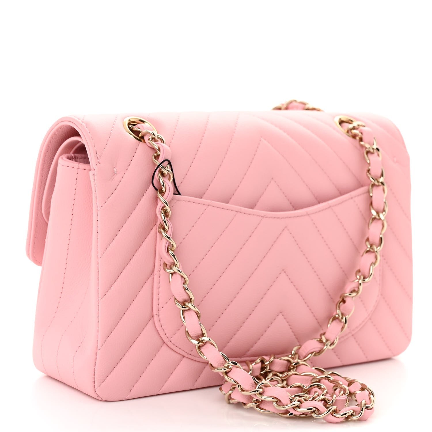 Chanel Caviar Chevron Quilted Small Double Flap Pink 3 of 9