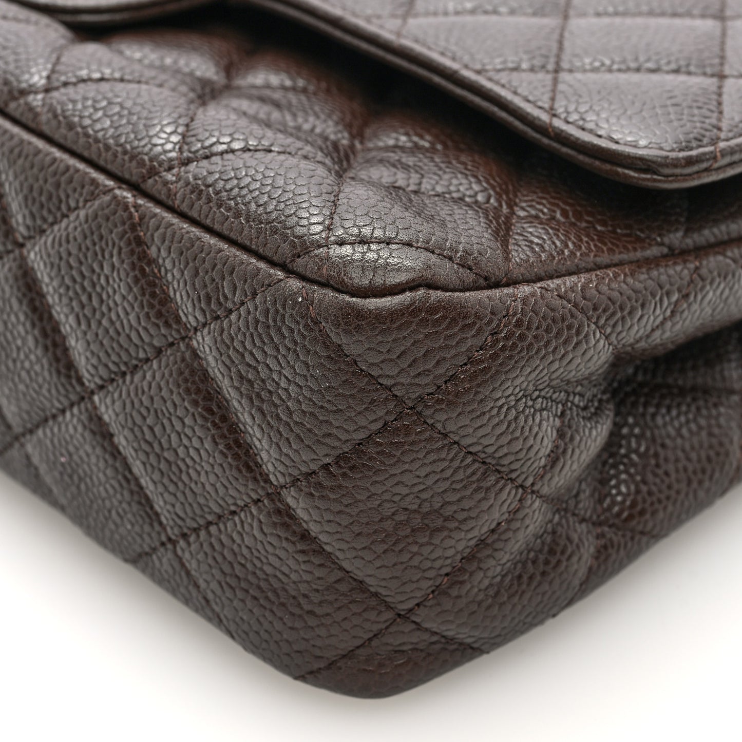 Caviar Quilted Medium Double Flap Brown