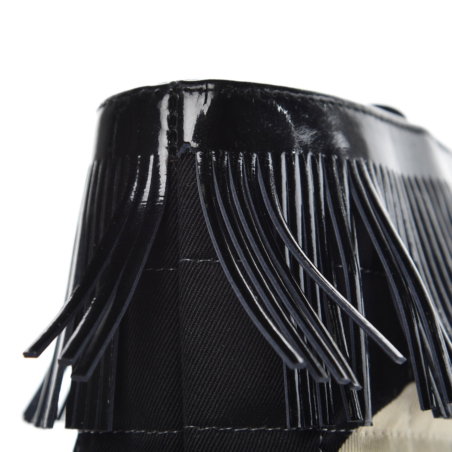 Chanel Canvas Patent Fringe Tote Black 8 of 8
