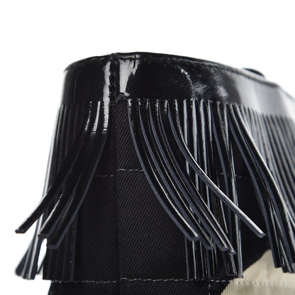 Chanel Canvas Patent Fringe Tote Black 8 of 8