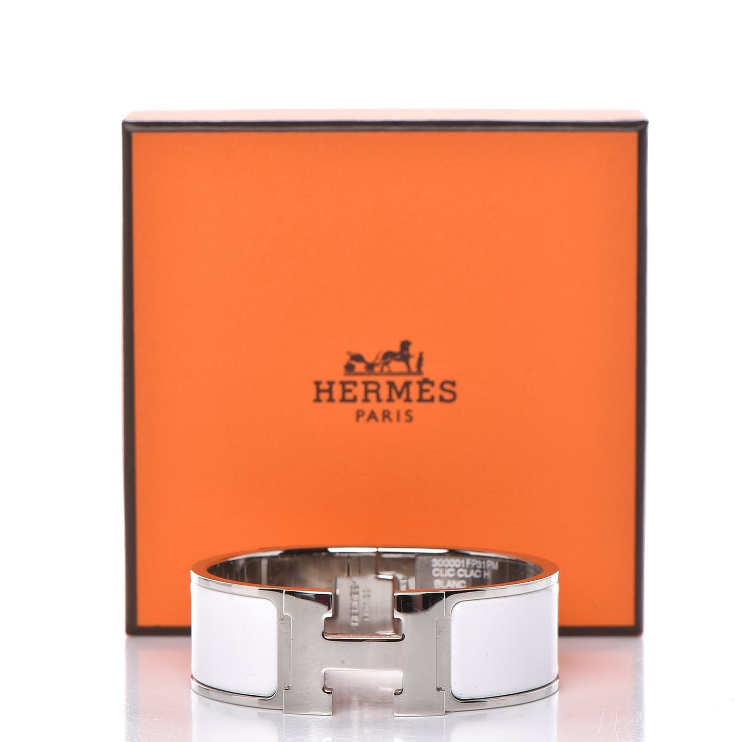 Enamel Wide Clic Clac H Bracelet PM White