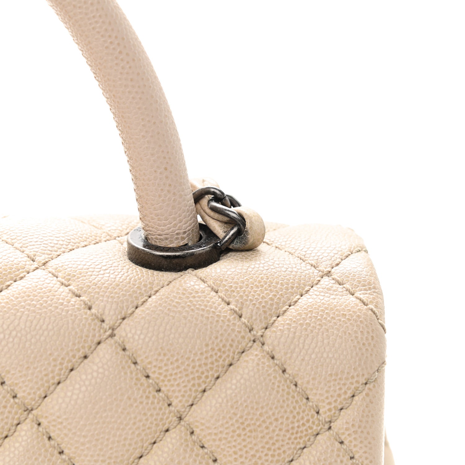 Chanel Caviar Quilted Small Coco Handle Flap Light Beige 11 of 11