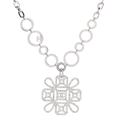 Chanel Crystal Strass Cross CC Necklace Silver 1 of 4
