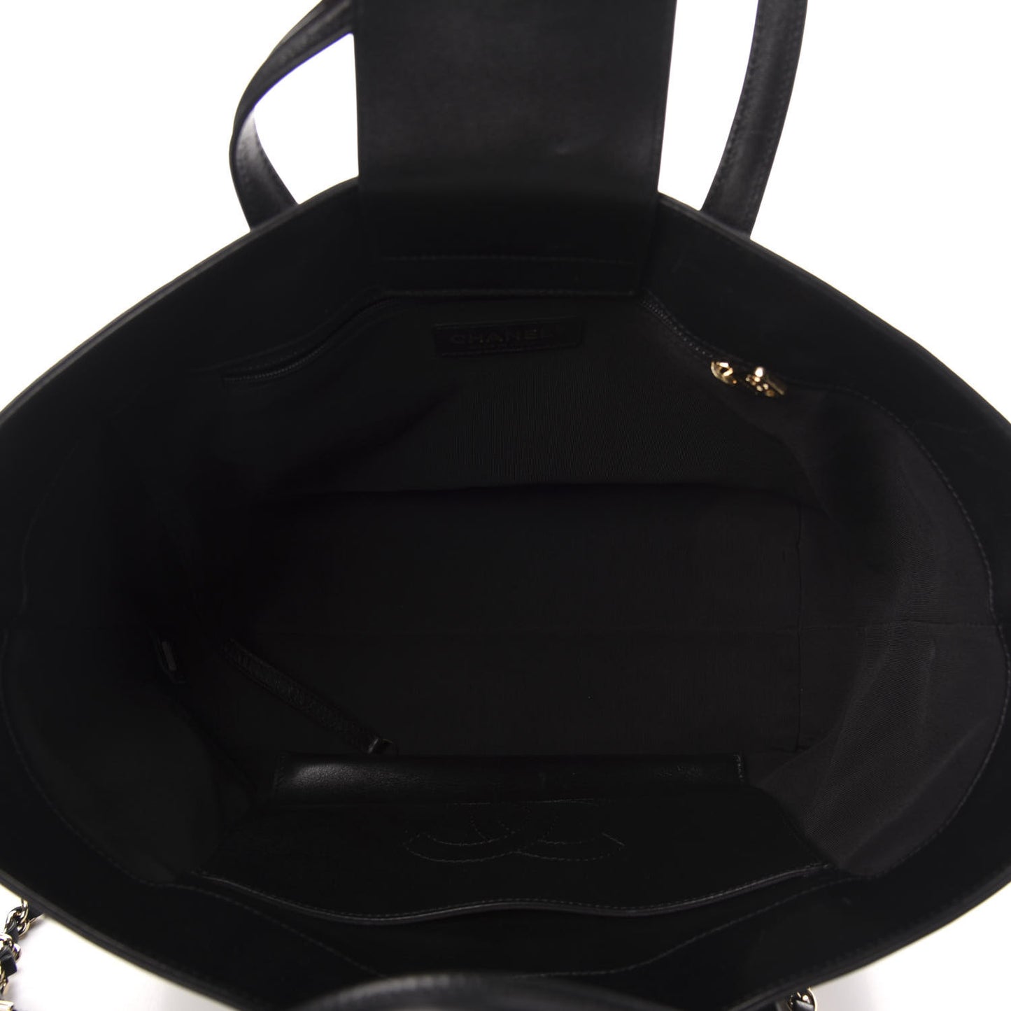 Calfskin Stitched Shopping Tote Black