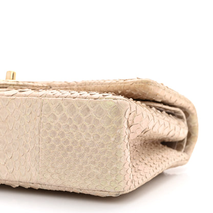 Chanel Metallic Snakeskin Medium Double Flap Light Beige 10 of 11
