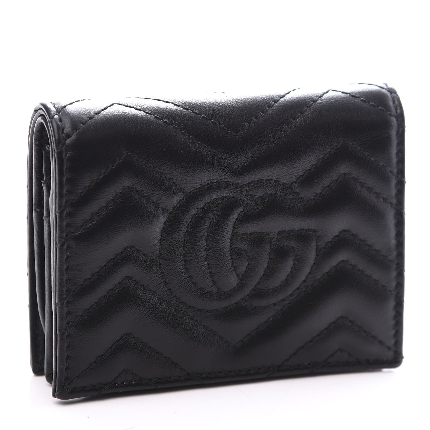 Gucci Calfskin Matelasse GG Marmont Card Case Wallet Black 2 of 8