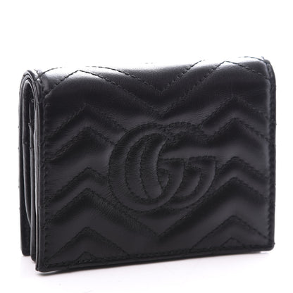 Gucci Calfskin Matelasse GG Marmont Card Case Wallet Black 2 of 8