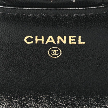 Chanel Lambskin Quilted Top Handle Flap Coin Purse With Chain Black 6 of 12