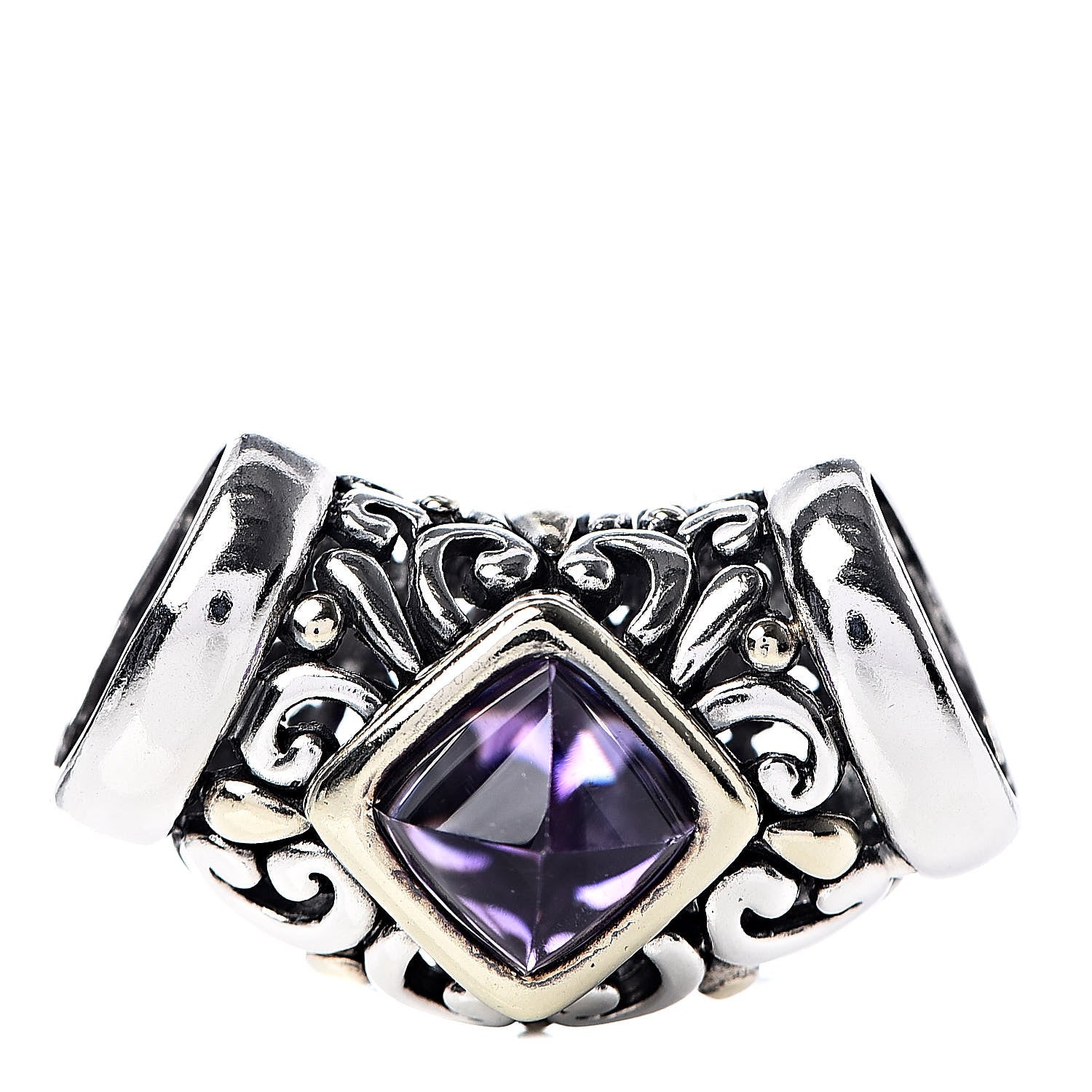 John Hardy Sterling Silver 18K Yellow Gold Amethyst Batu Slide Pendant 1 of 4