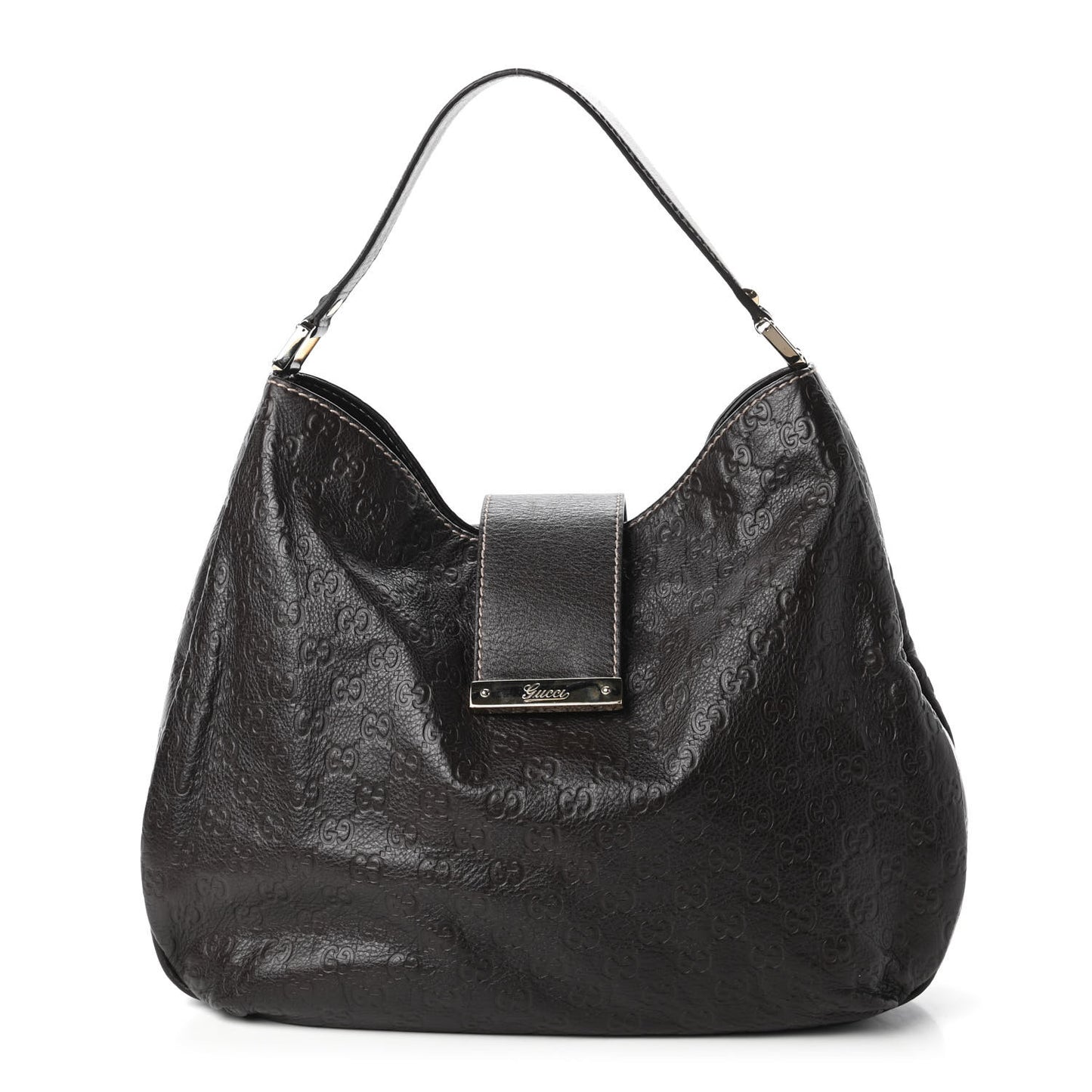 Guccissima Large New Ladies Web Hobo Dark Brown